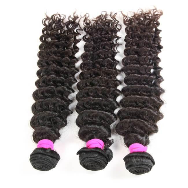 3pcs Deep Wave 100% Virgin Human Hair Curly Bundles